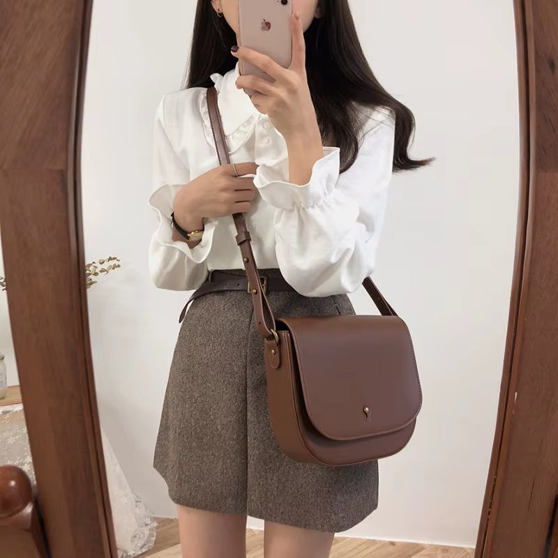 Basic Shirts Blouses Hot Sales 2019 Women Fashion Design Korean Preppy Style Flare Sleeve Peter Pan Collar White Button Shirt